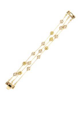 Anne Klein Champagne Pearl and Topaz Fireball Bracelet