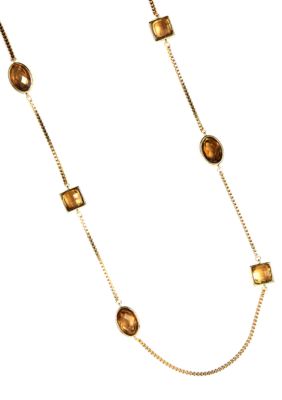 Anne Klein Long Topaz and Gold Chain Necklace