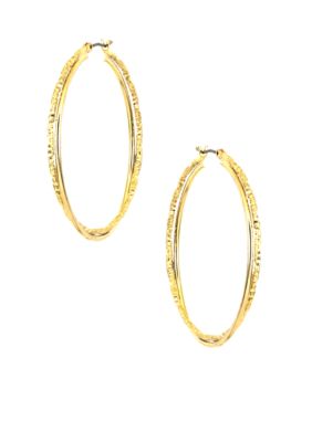 Anne Klein Medium Gold Twisted Hoops