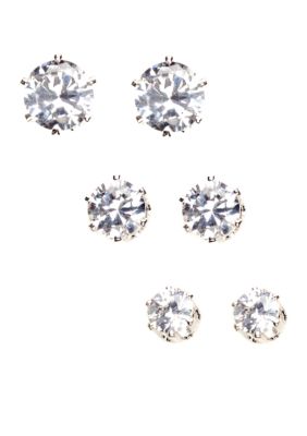 Anne Klein Set Of 3 Crystal Cubic Zirconia Earrings