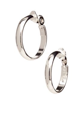 Anne Klein Large Silver Clip Hoop Earrings