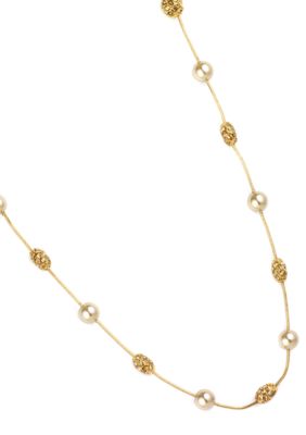 Anne Klein Champagne Pearl and Fireball Illusion Necklace