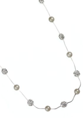 Anne Klein Pearl and Fireball Illusion Necklace