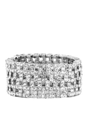 Anne Klein Wide Crystal Stretch Bracelet