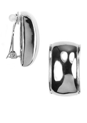 Anne Klein Silver Rectangle Clip Earring