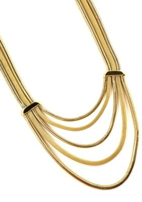 Anne Klein Multi Row Gold Frontal Necklace
