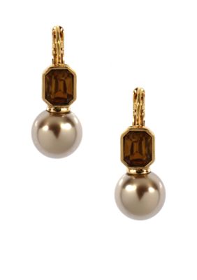 Anne Klein Champagne Pearl Drop Earrings
