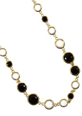 Anne Klein Jet and Crystal Strand Necklace