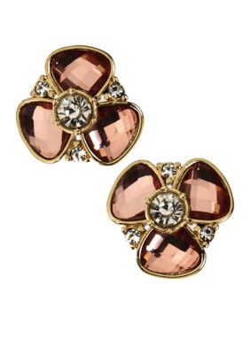 Anne Klein Rose Peach Flower Clip Earring