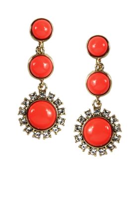 Anne Klein Clip Coral Drop Earrings