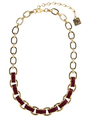 Anne Klein Cranberry Link Frontal Necklace