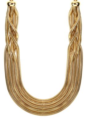 Anne Klein Five Row Gold Tone Collar Necklace