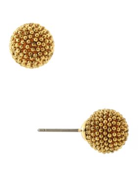 Anne Klein Gold Ball Button Earring