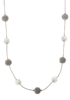 Anne Klein Silver Tone Stationed Collar Necklace