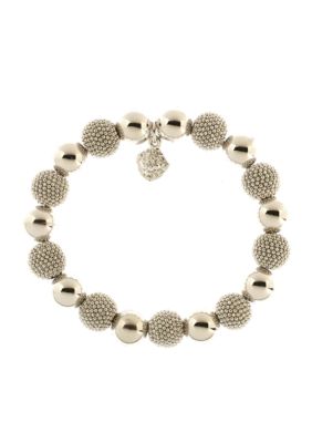 Anne Klein Silver Ball Stretch Bracelet