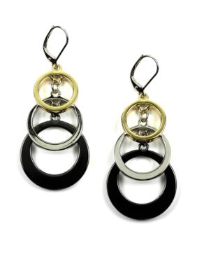 Anne Klein Tritone Circle Drop Earrings