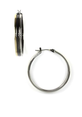 Anne Klein Tri-Tone Hoop Earrings
