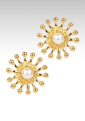 Liz Claiborne New York Starburst Pearl Stud Earrings