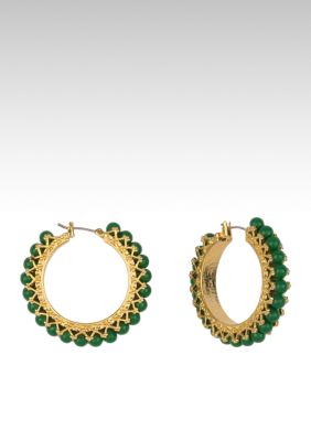 Liz Claiborne New York Beaded Crown Hoop Earrings