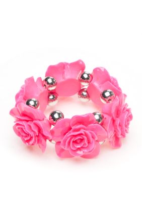 Red Camel Pink Flower Stretch Bracelet