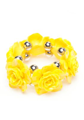 Red Camel Yellow Flower Stretch Bracelet
