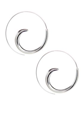 Red Camel Silver Swirl Hoop Earrings