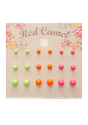 Red Camel 9 Pair Stud Earring Set