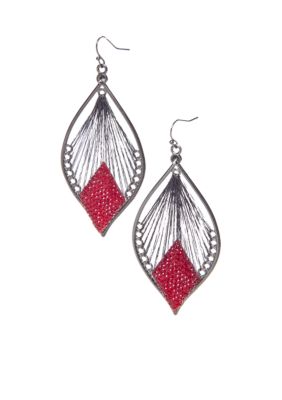 Red Camel Red Thread Wrapped Teardrop Earrings