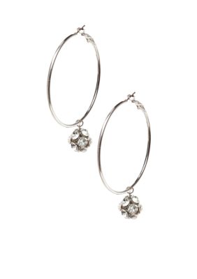 Red Camel&reg; Silver Fireball Hoop Earrings