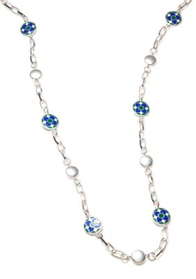 Kim Rogers&reg; 36 Inch Silver Open Link with Blue and Green Enamel