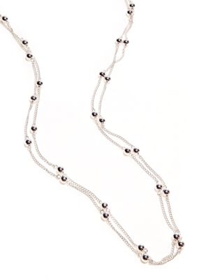 Kim Rogers Silver Plated 72 Inch Ball Station Chain Necklace