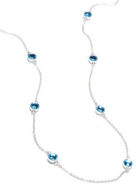 Kim Rogers Round Crystal Aqua Stones Channel Necklace