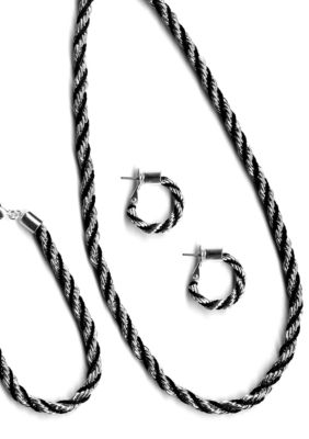 Kim Rogers Rhapsody Jet Chain Neck, Bracelet And Earrings Set