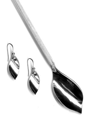 Kim Rogers Polished Leaf Pendant And Earrings Set