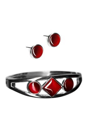 Kim Rogers&reg; Red Cat Eye Bangle And Earrings Set