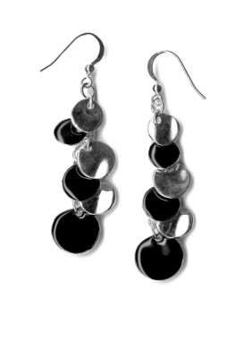 Kim Rogers&reg; Jet Enamel Linear Discs Drop Earrings