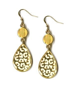 Kim Rogers White Spotted Drop Earrings