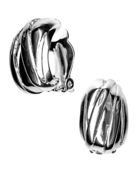 Kim Rogers Polished Twist Design Button Clip Earrings