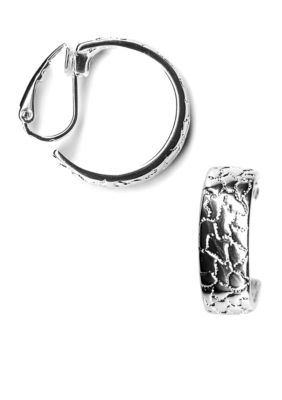 Kim Rogers Textured Design Clip Hugger Hoop Earrings