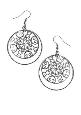 Kim Rogers Loop And Filigree Disc Drop Earrings