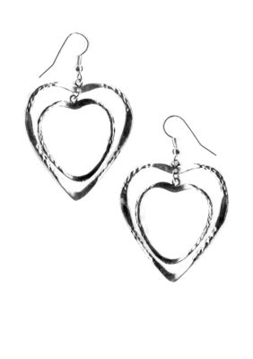 Kim Rogers Textured Double Heart Drop Earrings