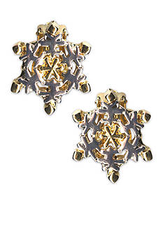 Kim Rogers® Two Toned Snowflake Clip Earrings