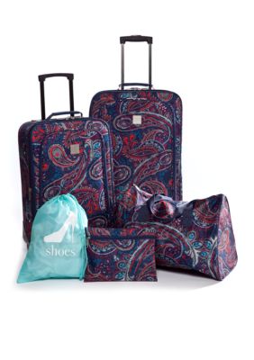 New Directions 5 Piece Luggage Set - Blue Paisley
