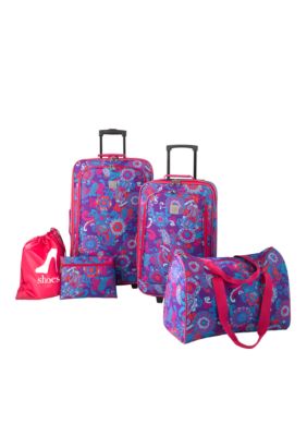 New Directions 5 Piece Luggage Set - Purple Paisley