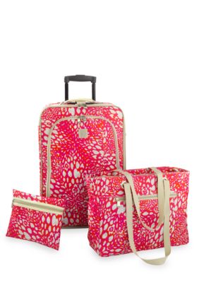 New Directions 3 Piece Luggage Set- Pink Animal