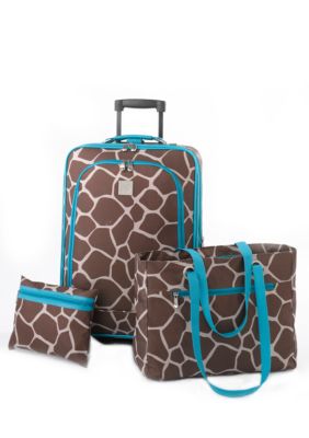 New Directions 3 Piece Luggage Set - Giraffe