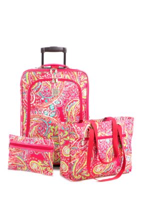 New Directions 3 Piece Luggage Set- Pink Paisley