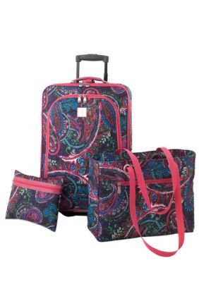New Directions 3 Piece Luggage Set - Pink Multi Paisley