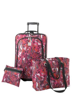 New Directions 3 Piece Luggage Set - Pink Snake