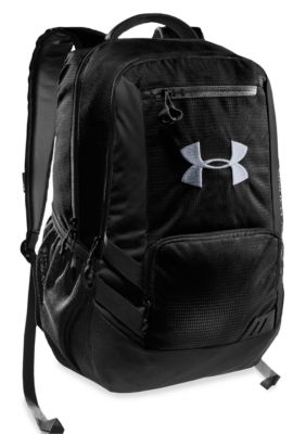 Under Armour Hustle Backpack in Black with Steel
